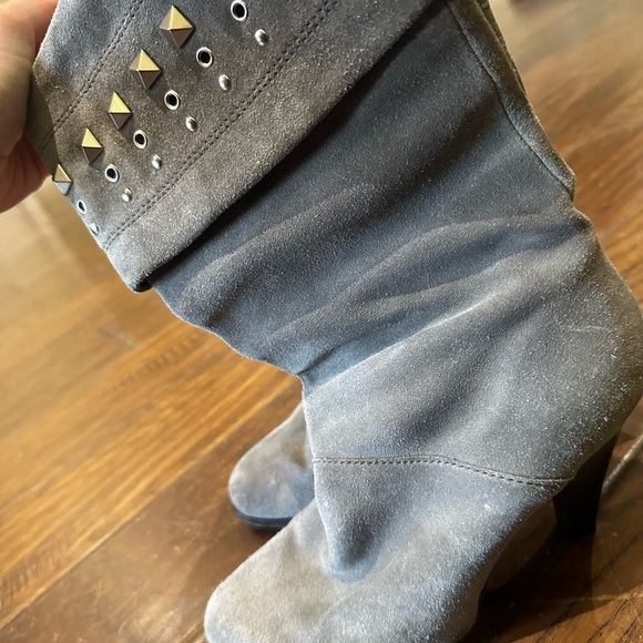 Michael Kors Gray Suede Studded Heeled Boots - Picture 4 of 6